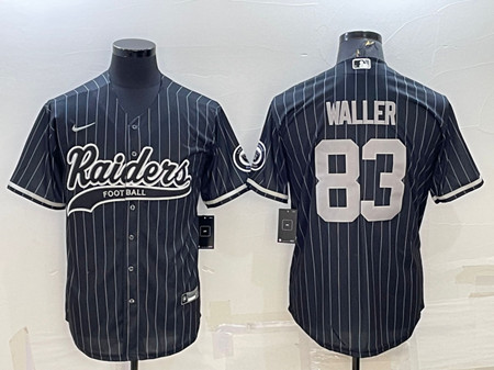 Men's Las Vegas Raiders #83 Darren Waller Black With Patch Cool Base Stitched Baseball Jersey